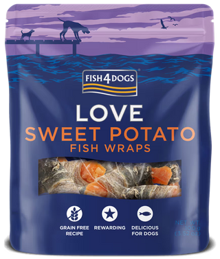 Fish4Pets Love Sweet Potato Fish Wraps Perro Pescado Blanco y Boniato - Snack para perro