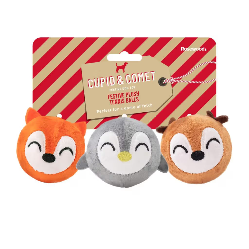 Rosewood Xmas - Festive Plush Tennis Balls - Brinquedo para cão